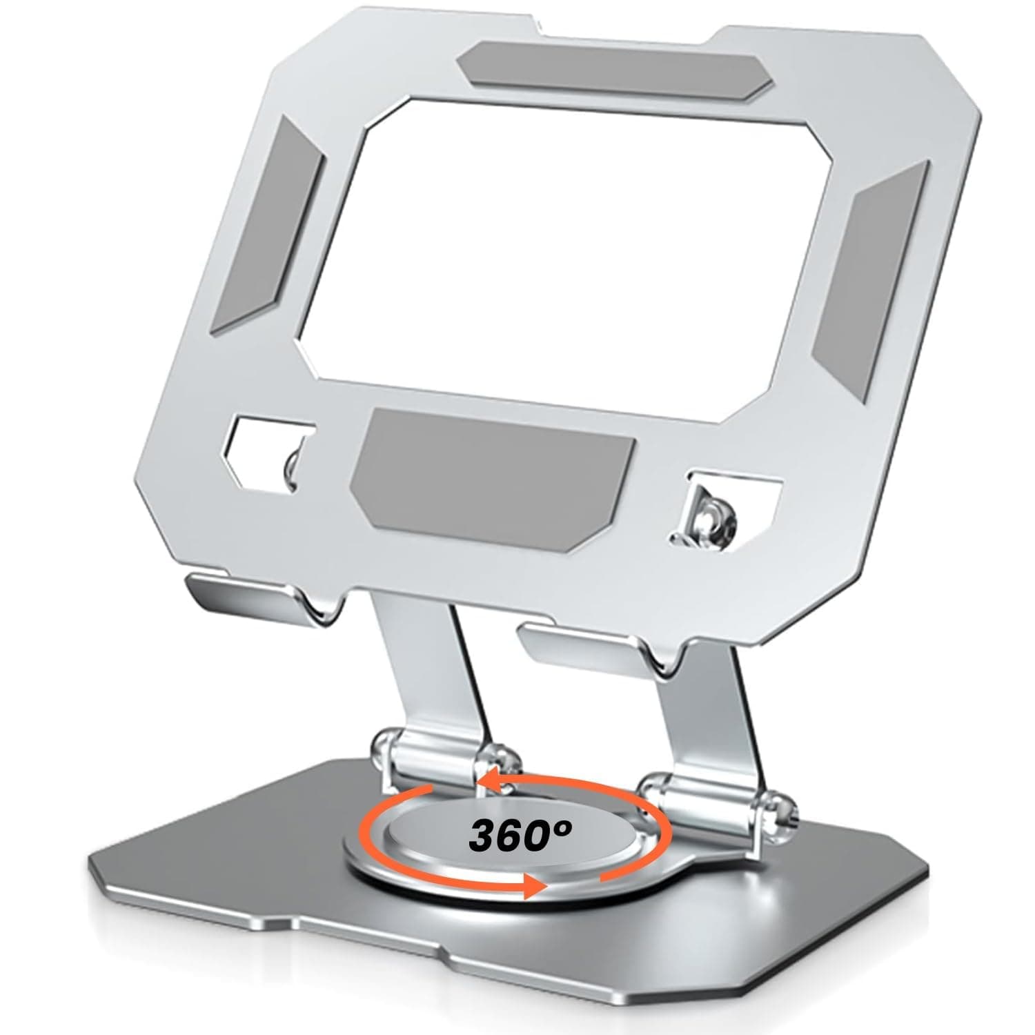 Dyazo Aluminium Tablet Stand Holder with 360° Rotating Base, Multi Angle Adjustments Compatible for iPad Pro | 11 | 10.9 | 10.2 | Air | Mini, Samsung Galaxy Tab, Lenovo Pad and All Tablets-Silver