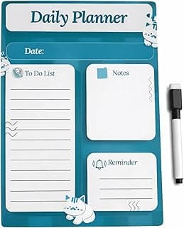 VENSUR Magnetic Daily Planner for Fridge with Marker | Dry Erase to-Do List & Notes Board | Refrigerator Magnet Planner | Reusable Grocery List & Reminder Board | 21 × 15 cm