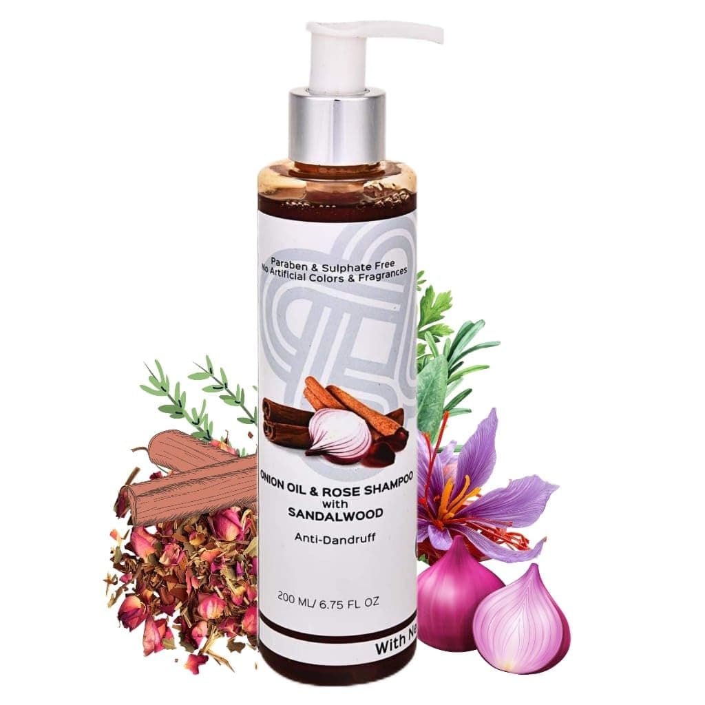 Teal & Terra Onion Oil & Rose Shampoo 200ml | Anti Hair Fall & Hair Growth | With Sandalwood | Sulfate & Paraben Free Herbal Shampoo | For All Hair Types