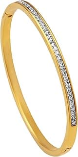 PALMONAS Sparkling Line Bangle Bracelet for Women - Gift for Girls & Women | Waterproof & Anti-Tarnish Bangle Bracelet