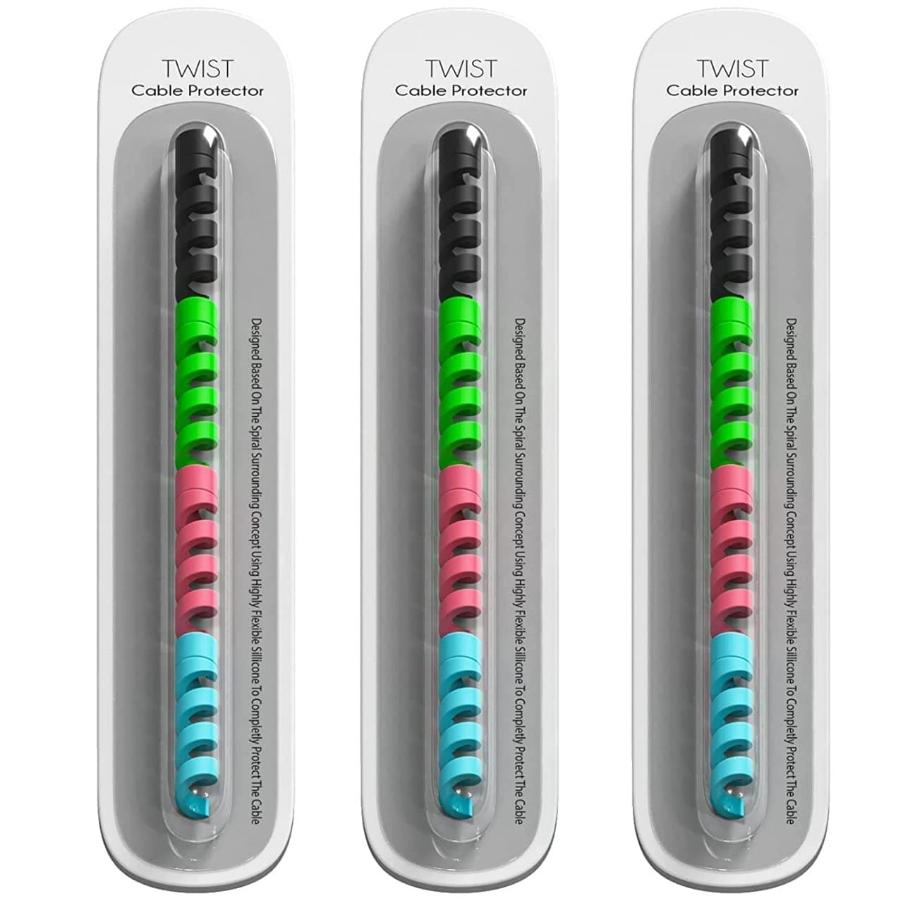 ATEVON Spiral Charger Cable Protector Data Cable Saver Charging Cord Protective Cable Cover Headphone Earphone Cell Phone Set of 3 (Cable Protector (12 Units))