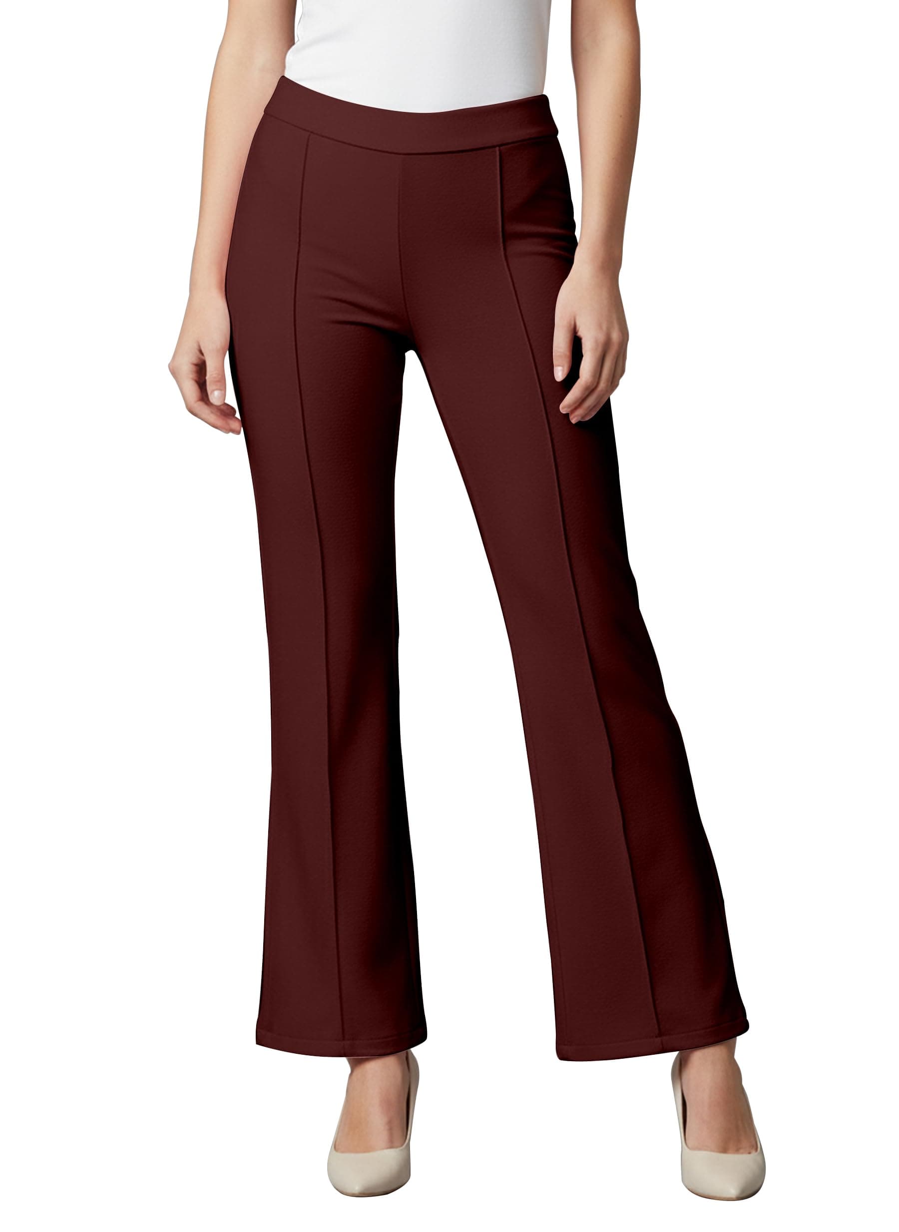 Mehrang Cotton Blend Bootcut Parallel Trouser Pants for Women Regular Fit, Bellbottom Straight Pants for Womens