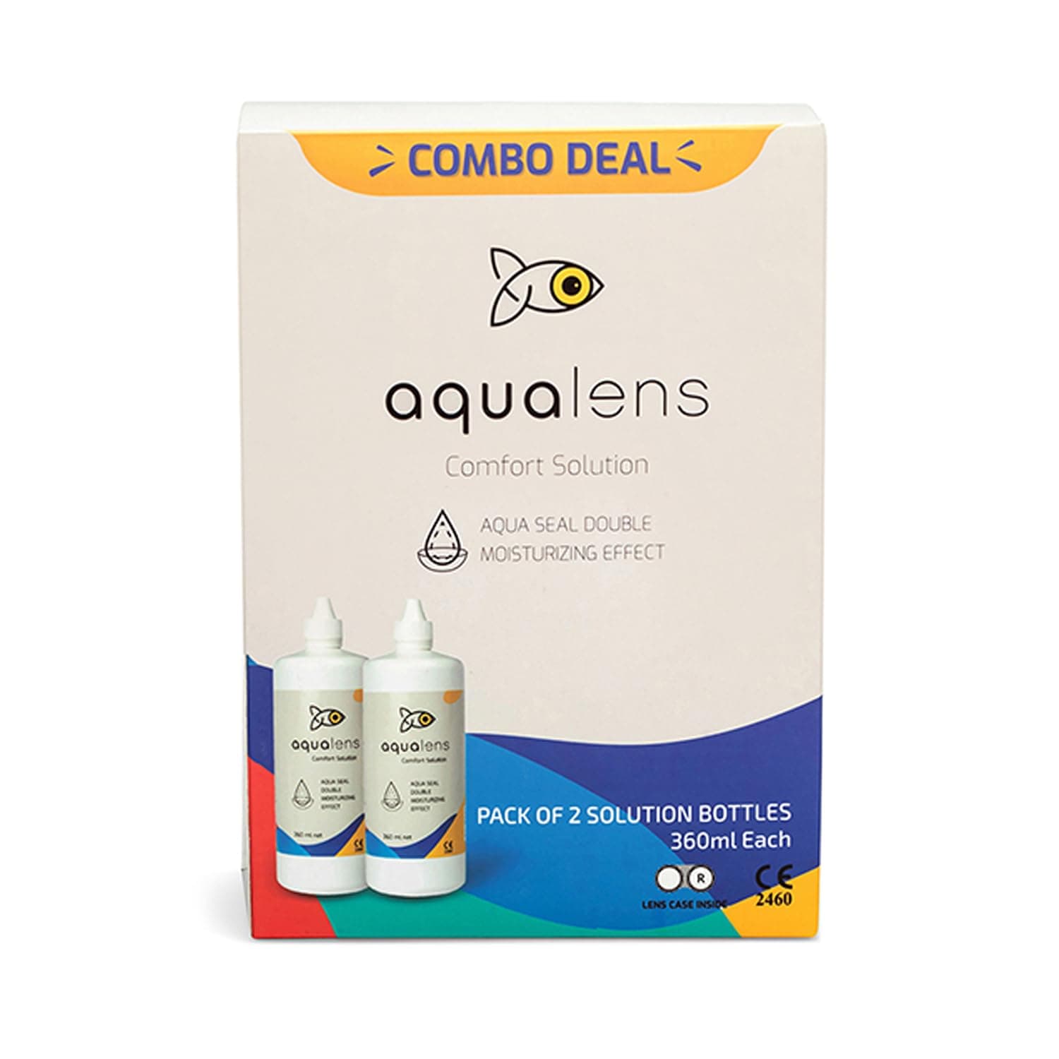 Aqualens Comfort Contact lens solution (Pack of 2-360 ml each) (Lens case Free)