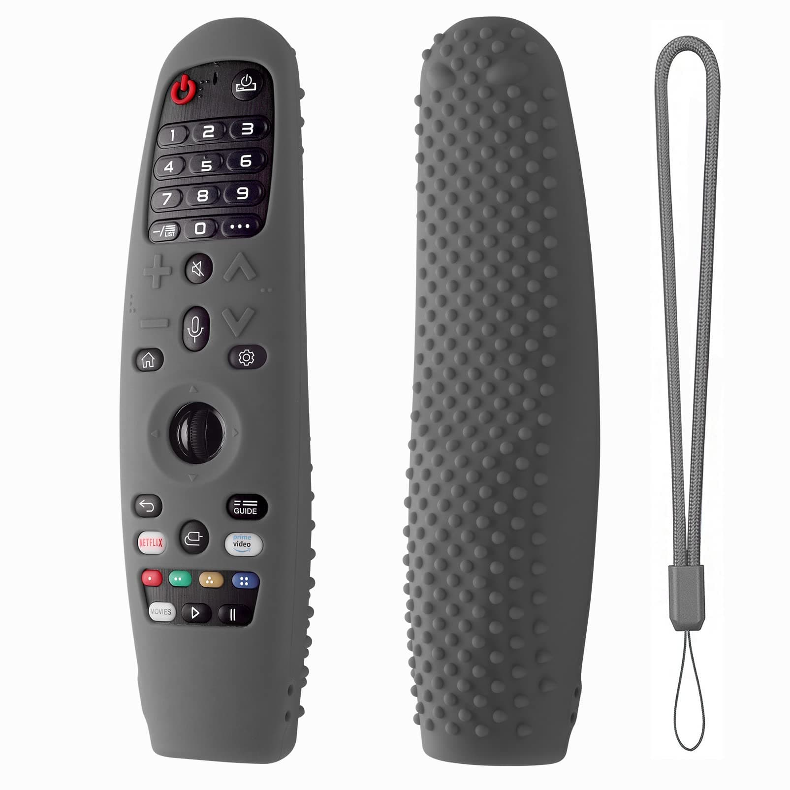 Dealfreez Silicone TV Remote Cover for LG AN-MR19BA AN-MR600 MR20 Magic Remote - Protective Case With Loop (B-Dark Grey) [Remote NOT Included]