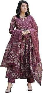 Alvami Women Anarkali Kurta and Pant Set With Dupatta