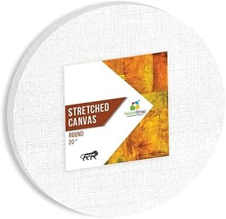 Homestrap Primed Cotton Pre Stretched Round Canvas with Wooden Frame (20 Inch (1 Piece))