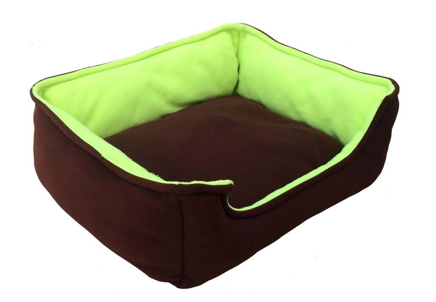Fluffy's Luxurious Small Breed Fluroescent Green & Brown Soft Dog/Cat Bed Polyster Filled(Export Quality) (L, Green/Brown)
