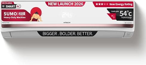 Hitachi 2 Ton 3 Star Heavy Duty Smart Inverter Split AC (Copper, Wi-Fi, Long air throw, Smart View Display, ice Clean, Hybrid Convertible, Anti-Bacterial Mesh Filter, RAS.Y324PCDISL, White)