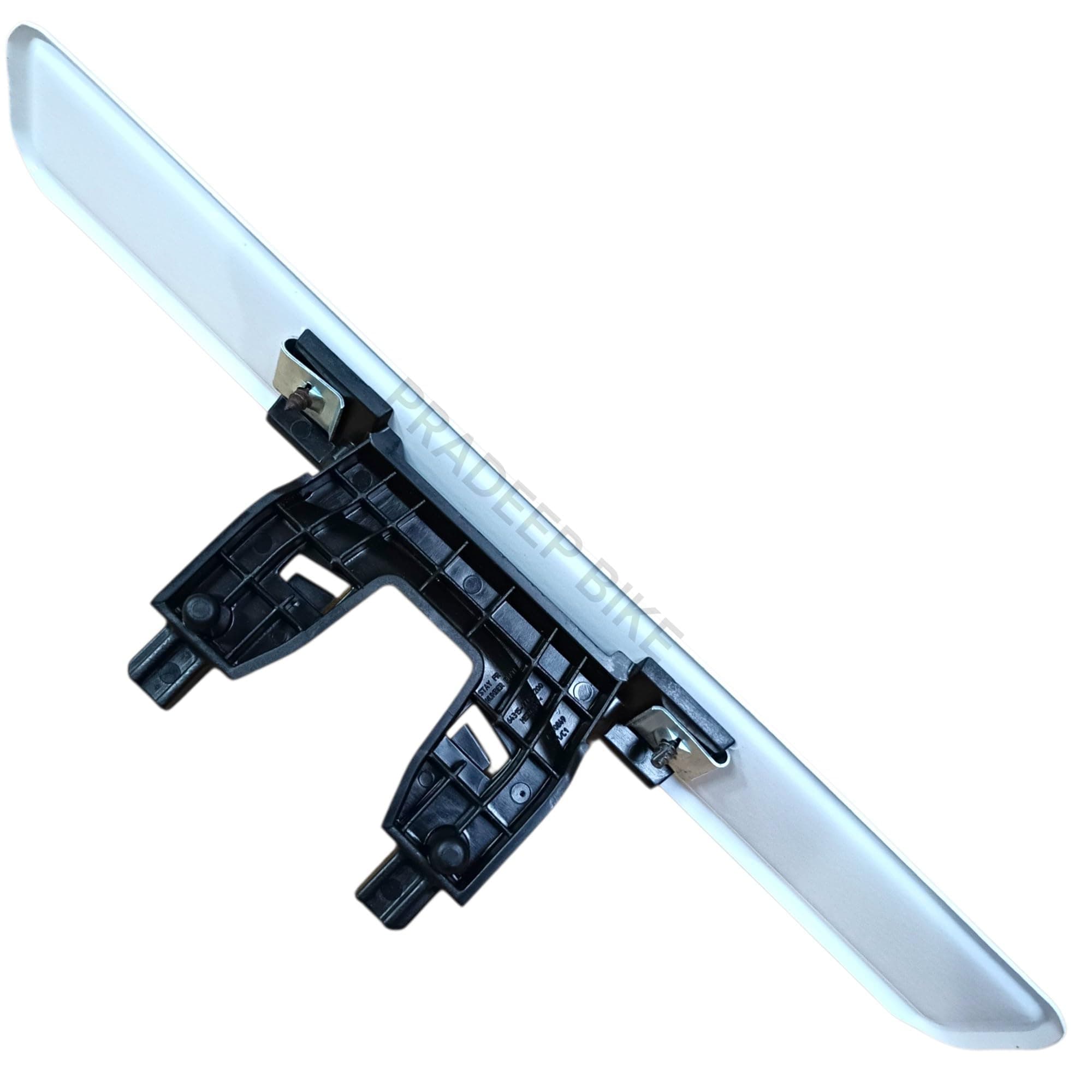 Front Number Plate Bracket with Blank Iron Plate for Hero Passion X Pro | Plastic Bracket, White Iron Plate, Includes Screws, Below Headlight Visor, Direct Fit