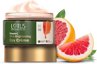 LOTUS BOTANICALS Vitamin C Skin Brightening Day Cream SPF 25 PA+++ | Lightweight Daily Moisturizer with Broad-Spectrum UV Protection | Silicone & Chemical Free | For All Skin Types | For Women And Men | 50g