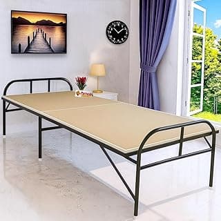 PS PARVESH SMART MDF Wood Luxury Folding Metal Bed Single Size for Home and Hostel Sleeping Guest Bed Easily Storable Size (3 ft x 6 ft)