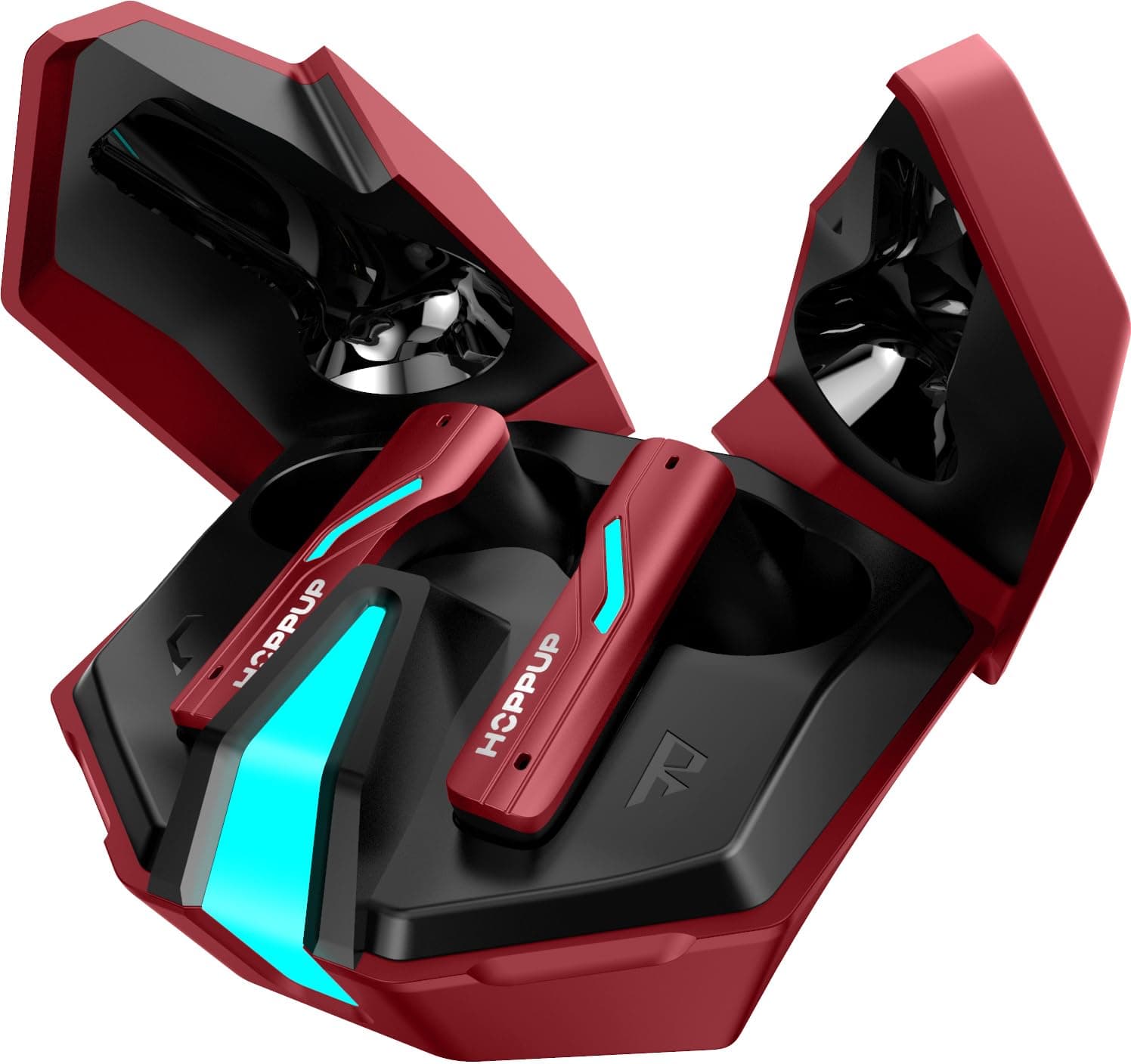 HOPPUP Xo6 Gaming Earbuds with 35MS Low Latency, RGB LED, 13MM Drivers & 50H Playtime Bluetooth (Red, True Wireless)