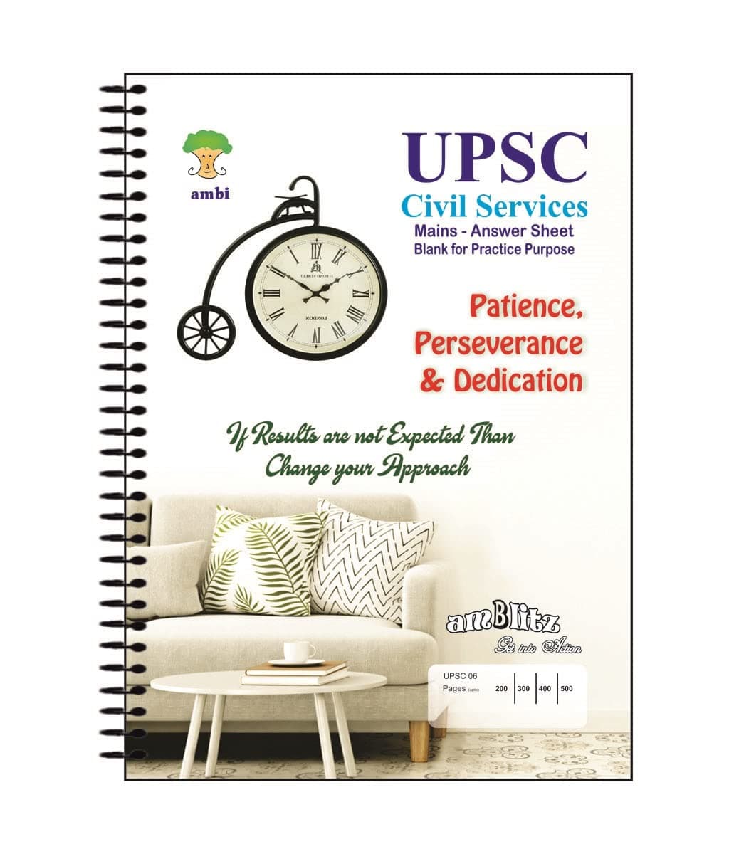 amblitz UPSC Answer Writing Notebook | 400 Pages | Pack of 2 Notebook | 70 GSM Thick Paper | PrePrinted Margins | Ideal for UPSC Mains, PSC & Civil Services Prep | A4 Size | Aspirant Series |