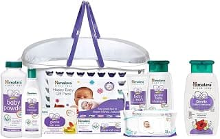 Himalaya Baby Gift Pack Basket,Pack of 1 Set,White & Himalaya Gentle Baby Shampoo (200ml)