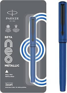 Parker Beta Neo Metalic Blue | Ball Pen | Blue Ink | Perfect for Students and Working Professionals
