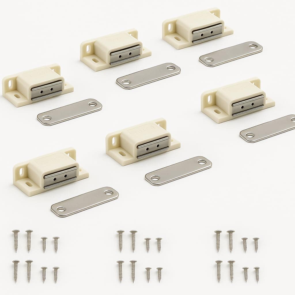 Elite Polyvinyl Chloride Door Catcher/Door Magnet For Cabinet Cupboard Wardrobe Kitchen Bathroom Office/Door Closer Magnet(White) Pack Of 6 Pcs.
