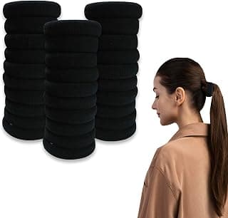 TEMPERIA (30 Pcs) Hair Band for Women & Girls - Premium Rubber Band - Elastic Ponytail Hairband Ties Accessories - Black (DN01)