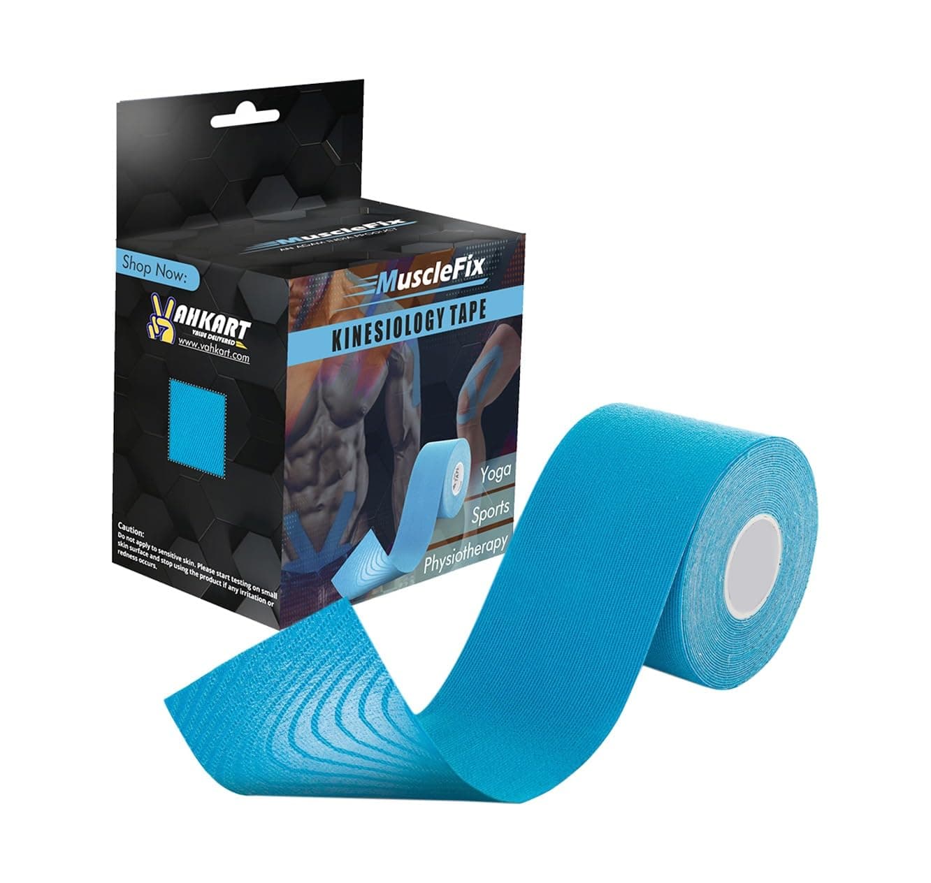 MuscleFix Kinesiology Tape for Pain Relief & Muscle Support – Waterproof, Breathable Physio Tape Strips for Sports, Gym, Yoga, Athletic Training & Injury Recovery | Latex-Free Tape (Blue)