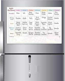 AccuPrints Vinyl Magnetic Weekly Meal Planner Dry Erase Board with Magnetic Marker,Includes Grocery List,36 cm x 45.5 cm