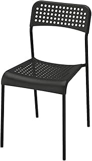Ikea ADDE Chair Black Indoor/Outdoor Back Rest (Steel & Polypropylene Plastic, Pack of 3)