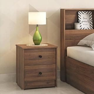 Urban Ladder Hazel Engineered Wood Bedside Table |in Classic Walnut Finish | Wooden Bedside Table for Bedroom with Storage