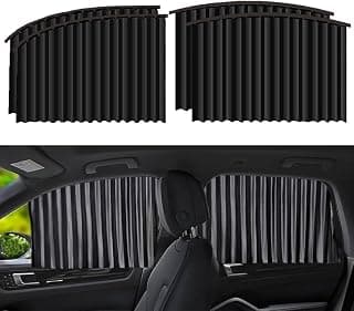4pcs Universal Fit Magnetic Car Side Window Curtains, Foldable Car Window Privacy Curtains Sunshade Side Magnet Pleated - Removable - Keeps Cooler Screen for Baby