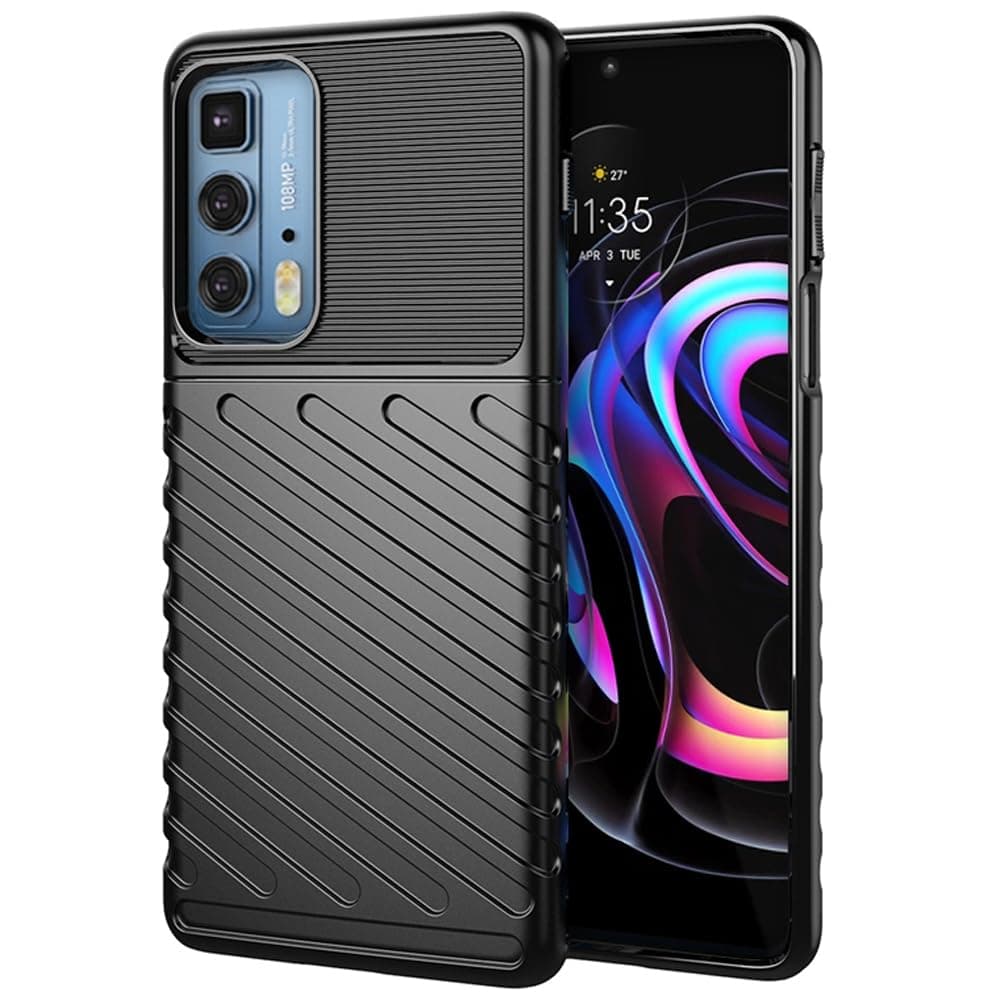 Amazon Brand - Solimo Shockproof Mobile Cover Compatible with Motorola Edge 20 Pro 5G (360 Degree Protection | Protective Design | Anti-Scratch Tough Slim TPU Case), Black