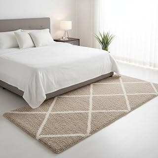 Naze Shaggy Carpet for Living Room Modern Geometric Rug Soft Thick Plush Area Rug | Home Floor Décor,Hall,Bed Room, 2x6 Feet (Beige Box)