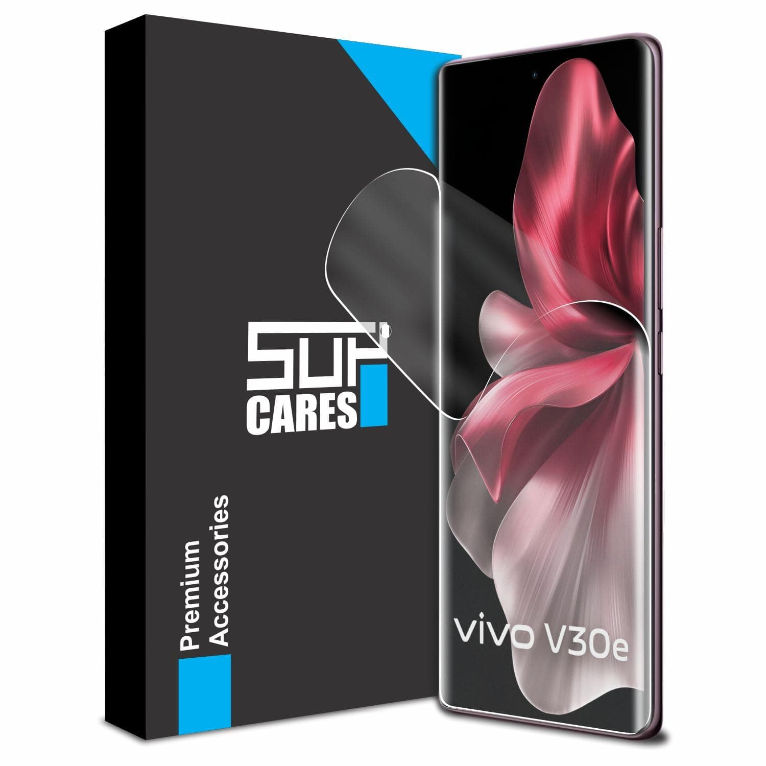 SupCares TPU Anti Glare Matte Unbreakable Membrane Screen Protector for Vivo V30e (6.78 Inch) With Easy Self Installation Kit | Fingerprint Working | Edge to Edge Coverage