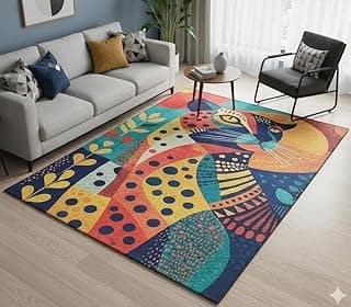 Cotton Bolls Textiles Rugs for Living Room 5x7 Feet Large Size | Lightweight Foldable Carpet for Bedroom & Hall | Easy to Handle During Daily Cleaning | Travel Friendly Printed Rug | Leopard