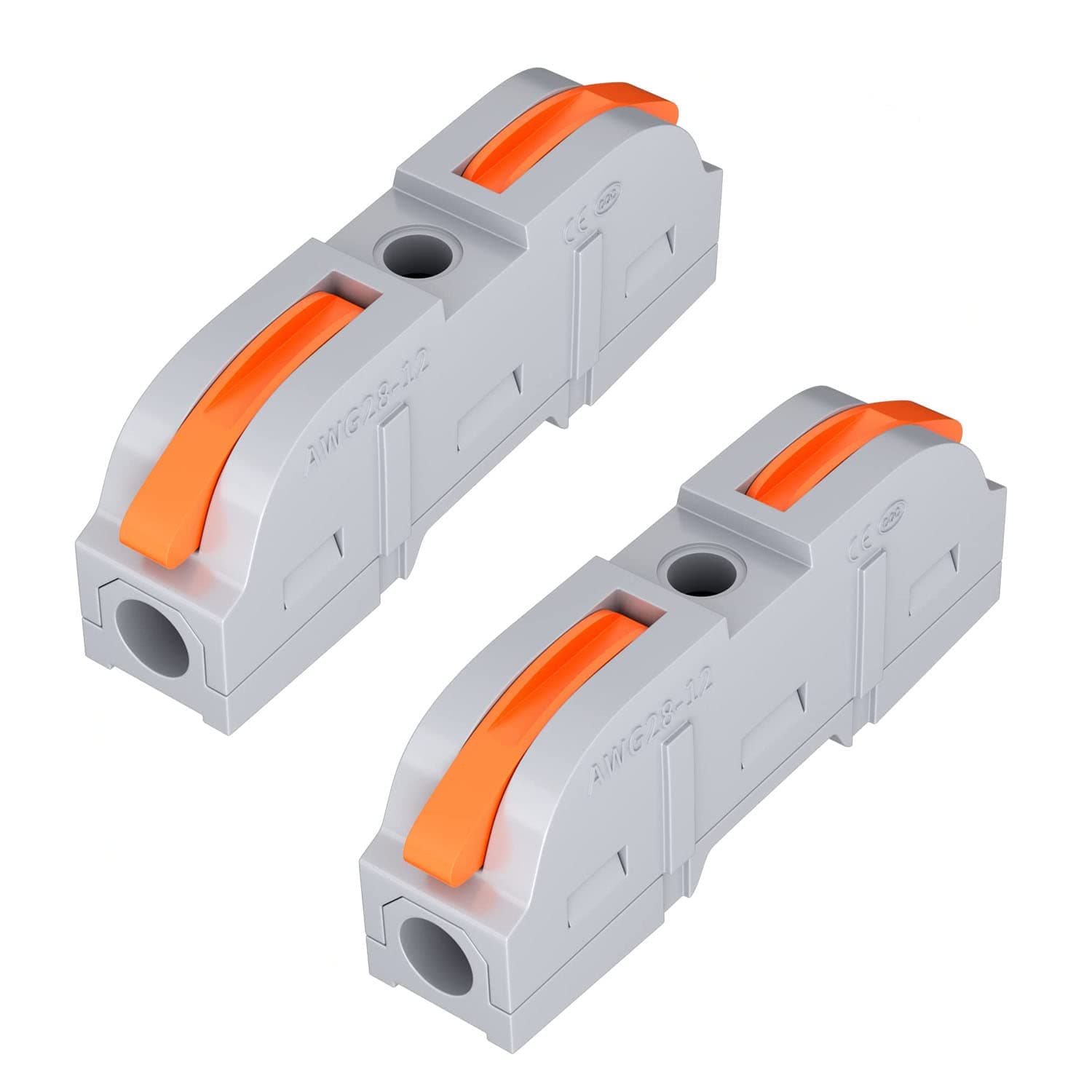 WOODTULA 2pcs 1 to 1 Inline Wire Connector - Splicing Electrical Connectors for Circuit - Inline 28-12 AWG - Single Wire Connectors (2pcs, 1 to 1 Inline, Orange)