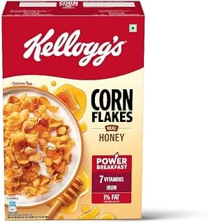 Kellogg's Cornflakes Real, Honey | High In Iron, Vitamin B1, B2, B3, B6 & C | Naturally Cholesterol Free | Corn Flakes, Breakfast Cereal - 300Gm/345Gm