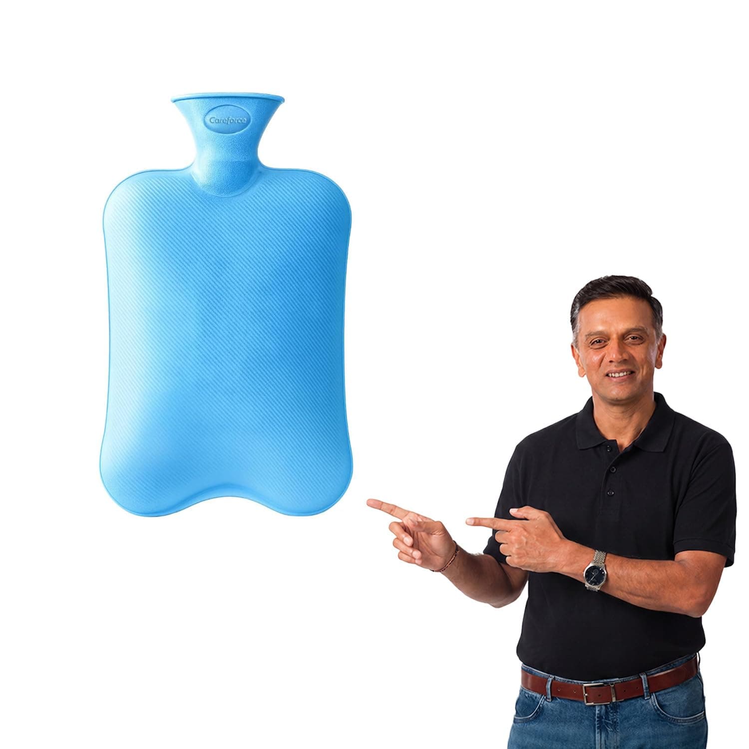 Careforce Hot Water Bag for Pain Relief hotpack Heating Pad for Periods Cramps, Muscle Aches Heat Pack for Back, Neck, Shoulder and Body Relief Rubber hotbag - PVC Blue - Pack of 1