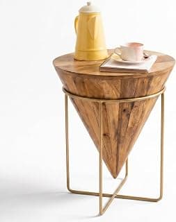 UHUD CRAFTS Wooden Side Table/End Table | Modern Wooden Coffee Table | Conical Shape Diamond Table | Multipurpose Sofa Side Table for Your Living Room, Bedroom & Balcony
