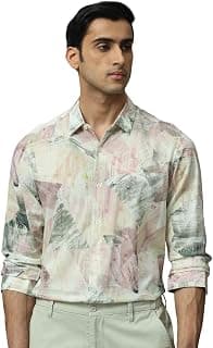 MUFTI Light Pink Abstract Slim Fit Shirt
