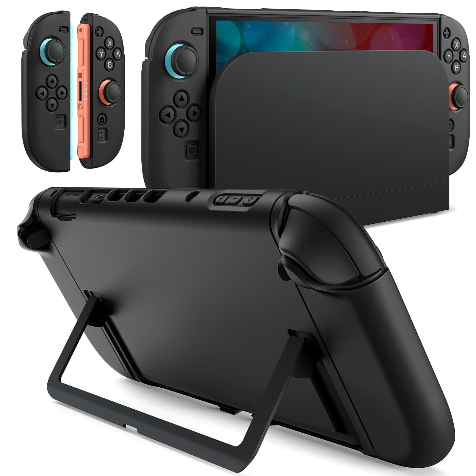 JETech Slim Dockable Case for Nintendo Switch 2 (2025) 7.9 Inch, Soft TPU Grip Cover for Joy-Con Detachable, Matte Carrying Protective PC Back Shell, Anti-Scratch (Black)