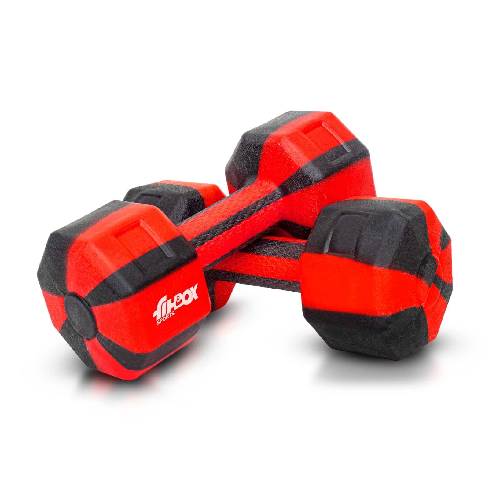 FitBox Sports Exclusive Blend Dumbbells 6kg Anti Slip Anti Rolling Dumbbells Set (3kg x 2) Black/Red, Polypropylene (PP);Polyethylene (PE)