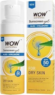 WOW Skin Science Sunscreen Gel For Dry Skin | SPF 50 PA++++ | With Aloe Vera & Hyaluronic | Hydrates Skin | Lightweight | Quick Absorbing | No White Cast | UVA & UVB Protection | 50 ml