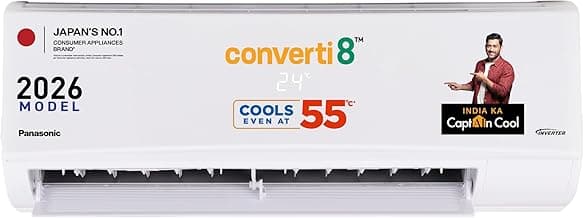 Panasonic 1.0 Ton 3 Star Inverter Split AC (Smart Auto Cool, Higher Airflow, 55°C Oper., Crystal Clean, Copper Cond.,8in1 Convertible,2-Way,Powerful Mode,PM0.1 Filter,CS/CU-SU12BKY3T,2026 Model,White)