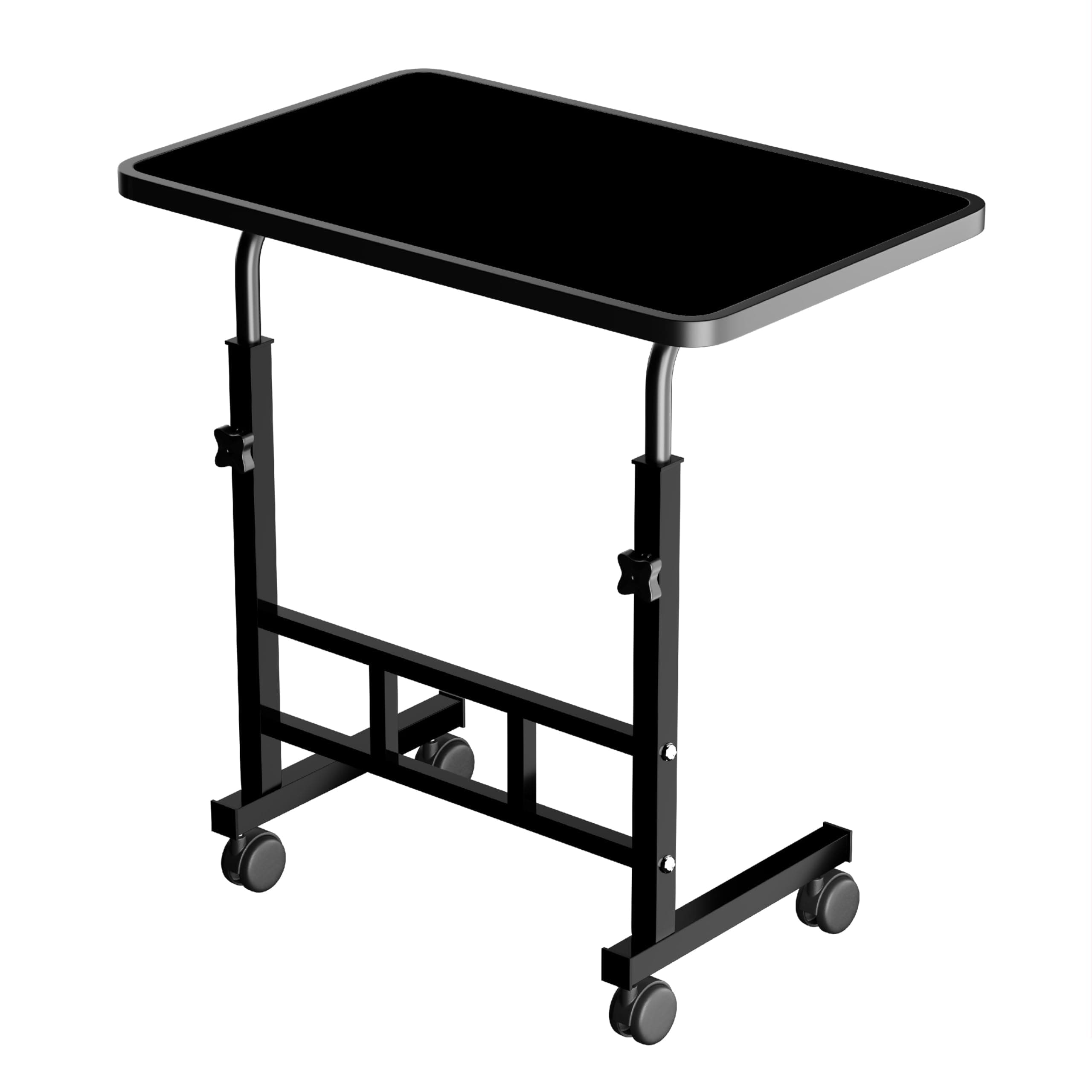 OPTIFINE Wooden Multipurpose Adjustable Height Table with Wheels for Work from Home, Study, Office and Bedroom (Black Adjustable)