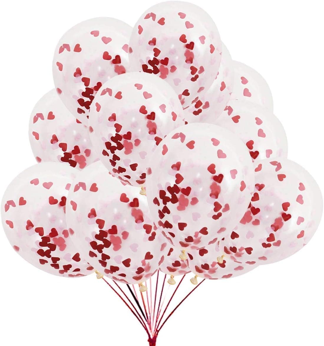 AMFIN (Pack of 20) Red Heart Confetti Balloons for Weddings Anniversary, Engagement, Valentine's Day, Love Party Decorations, Birthday Decoration Balloon - Red