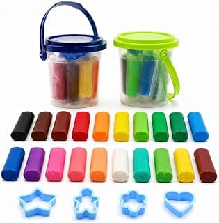 ADITI TOYS Creative Dough Bucket Pack of 2, Clay Dough with 20 Colorful Clay & Sculpting Figures, Non-Toxic Dough, Inventive for Kids Above 3 Years