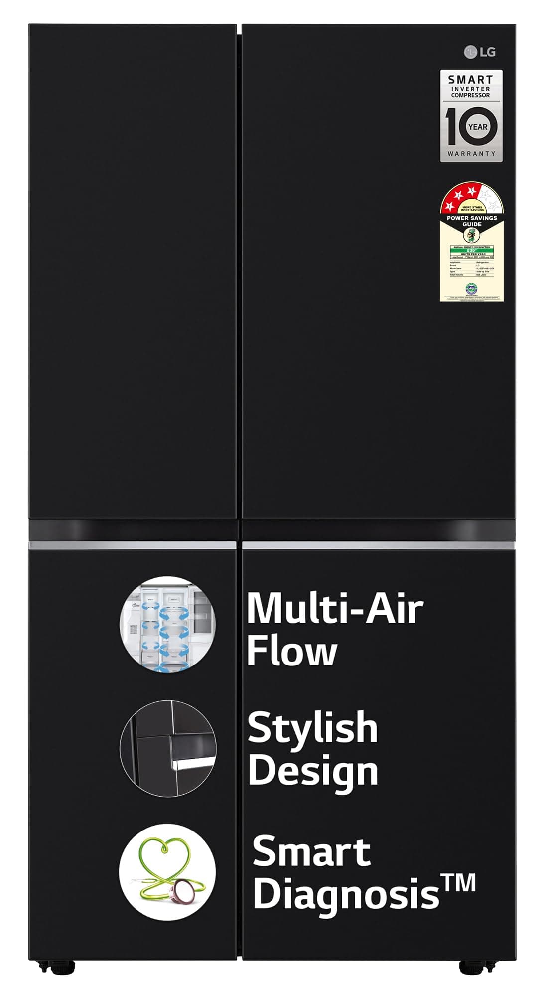 LG 655 L, 3 Star, Frost Free Smart Inverter Double Door Side by Side Refrigerator (GL-B257HWBY, Western Black, Express Freezing | Multi Air-Flow)