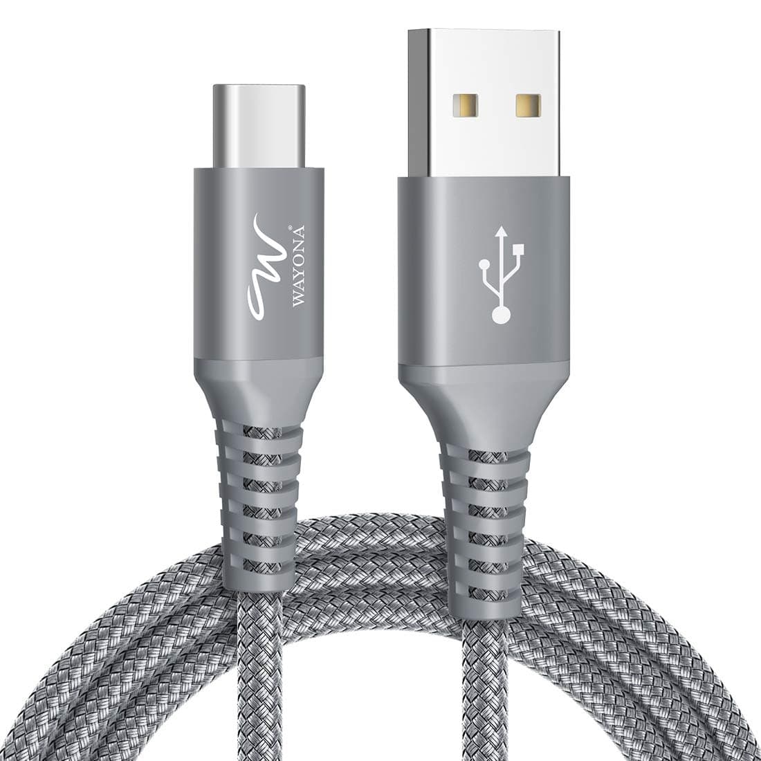 Wayona USB C Cable 65W Quick Charge Fast Charging Data Transfer for Samsung Galaxy S26,S25,S24,S23,S22, iphone 17, Iphone 16, iPhone 15 Pro Max android auto & carplay (1M, Grey)