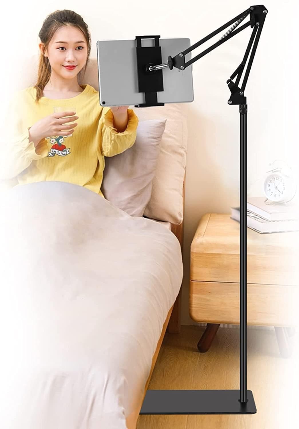 HOLD UP Tablet Stand and Mobile Holder Floor Desk Sofa Bed Stand Adjustable Portable Foldable Gooseneck 360 Rotating Long Arm 4 to11 inch (Metal Lazy)