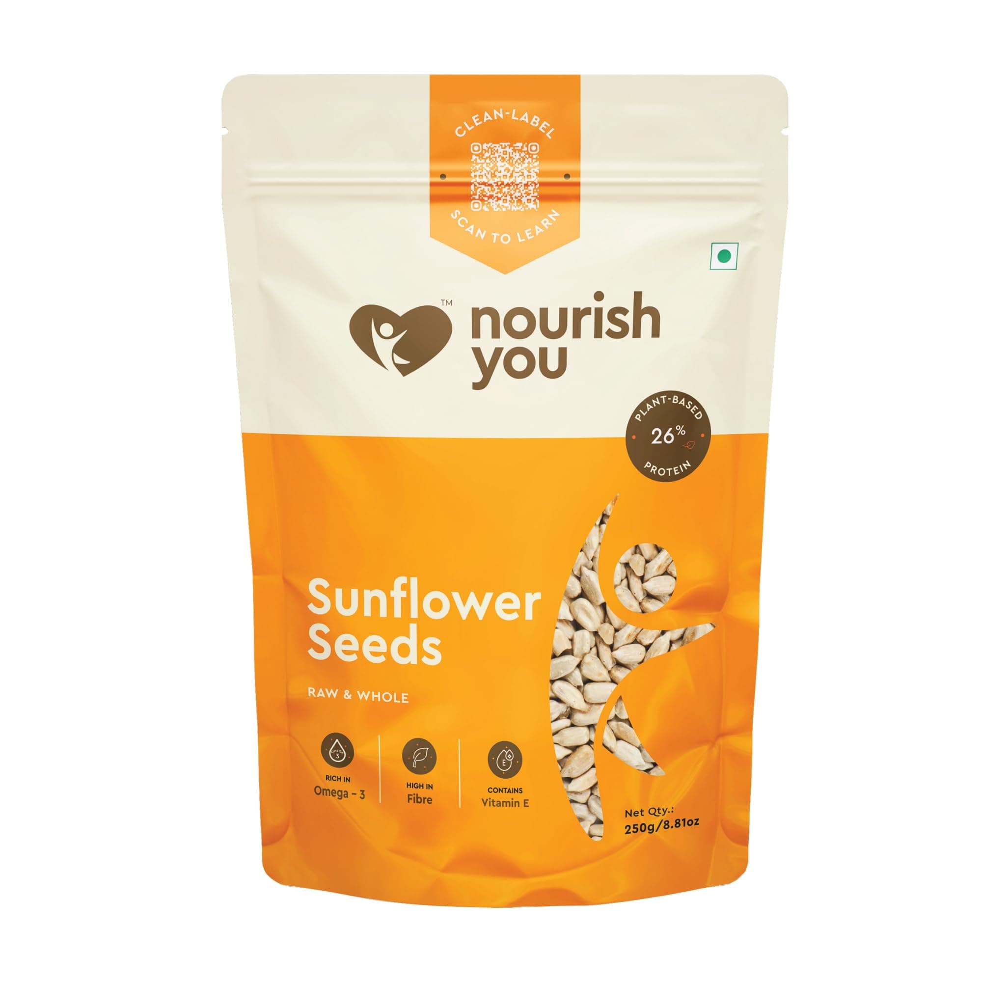 Nourish You Raw sunflower seeds 250 gm - Raw Sunflower Seeds for Eating | Diet Food | Healthy Snack | suryaful seeds | Weight management | Source of Antioxidants | Fibre rich superfood