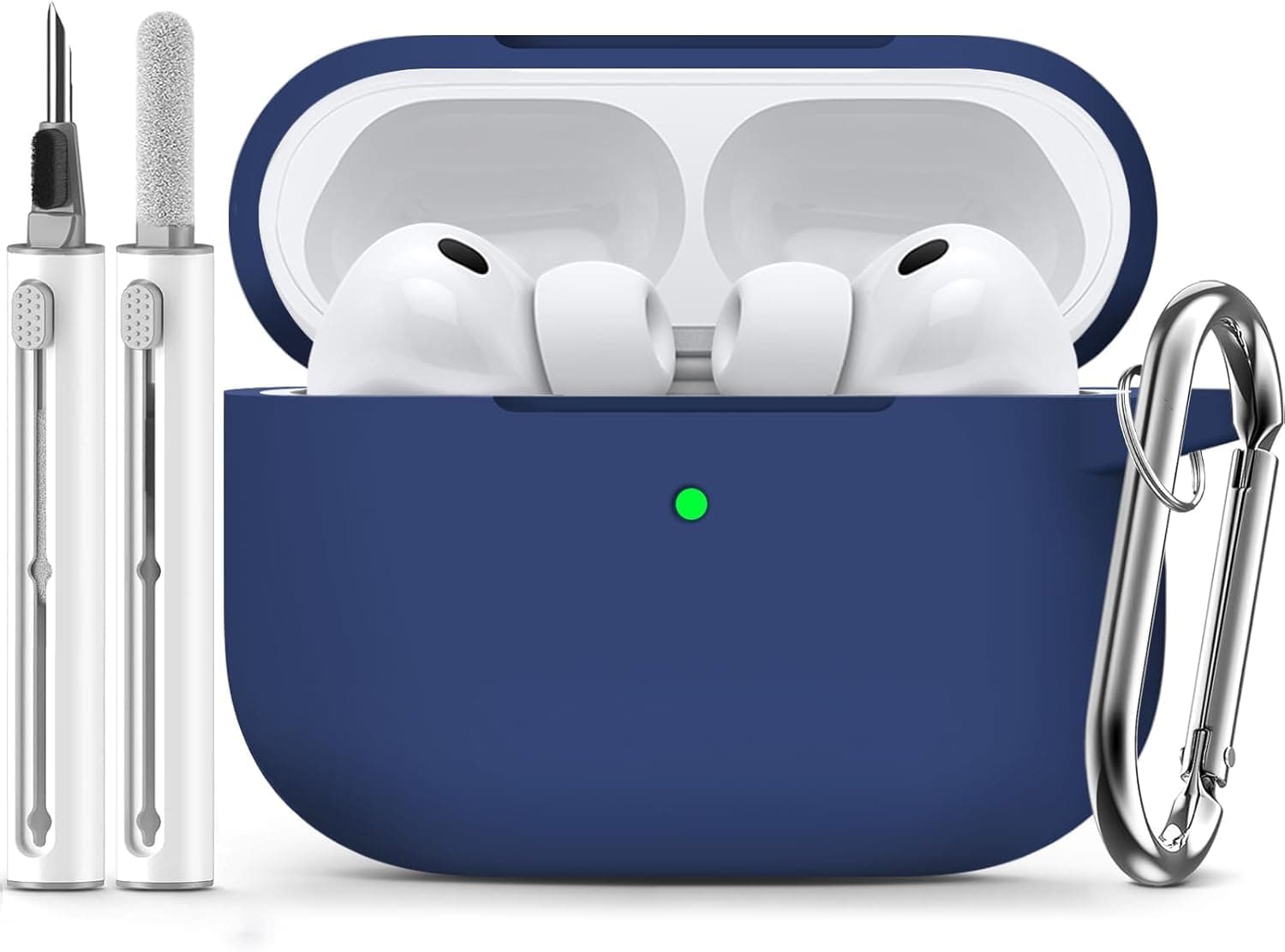 Meyaar AirPods Pro 3 Case 2025 with Cleaner Kit Soft Silicone Protective Cover for Apple AirPods Pro 3rd Generation with Keychain Shockproof Midnight Blue Case for Women and Men (Midnight Blue)