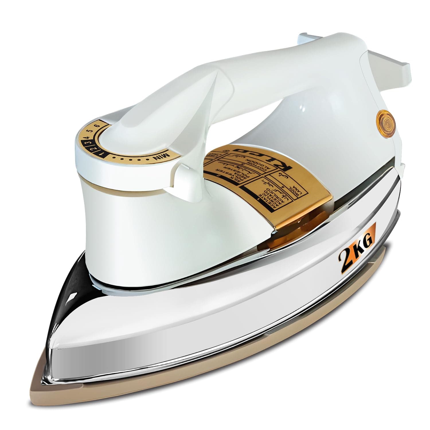 Rico 1000W 2KG Heavy Weight Dry Iron With 2 Years Replacement Warranty | Japanese Quick Heat Technology with Advance Sole Plate Iron Press | Shock Proof Iron Box for Clothes | Made In India - AI13