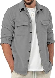 MiraMichi Men's Full Sleeve Corduroy Striped Casual Jacket, Perfect for Everyday Stylish Outfits, Standard Length