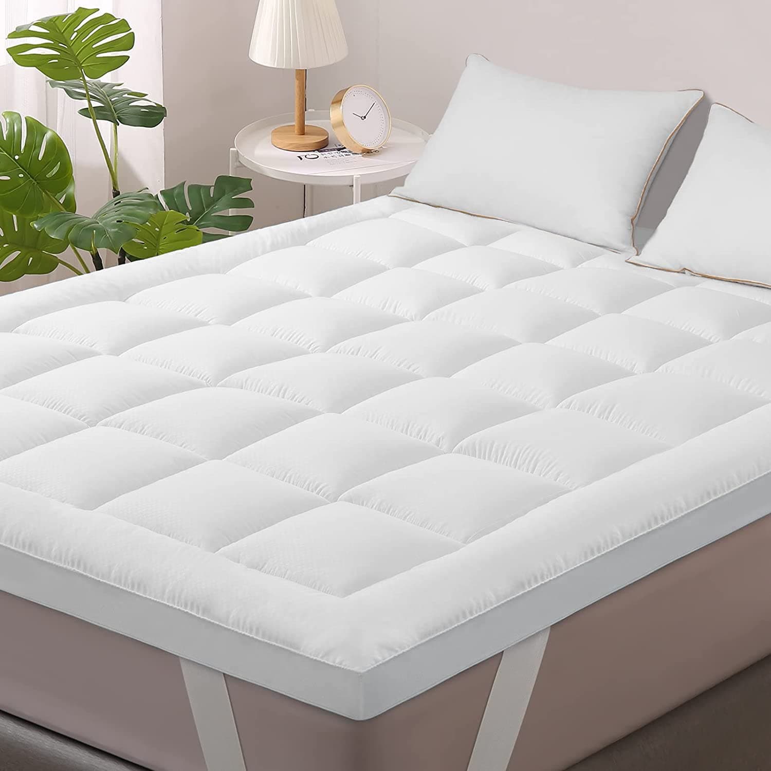 Jaipur Linen Mattress Topper,Extra Soft Mattress Padding Luxury Feel, Hotel Bed Feel 800 GSM -Twin Bed 48 Inch X 75 Inch- White
